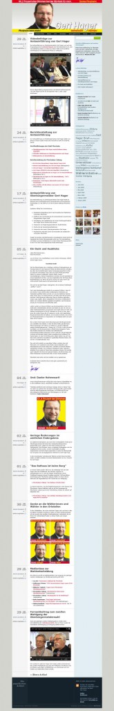 Screenshot Website OB-Wahlkampf Gert Hager 2009